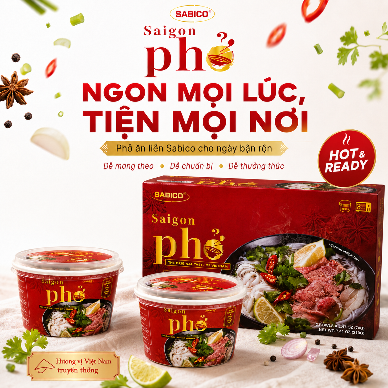 Sabico Saigon Pho lifestyle composition